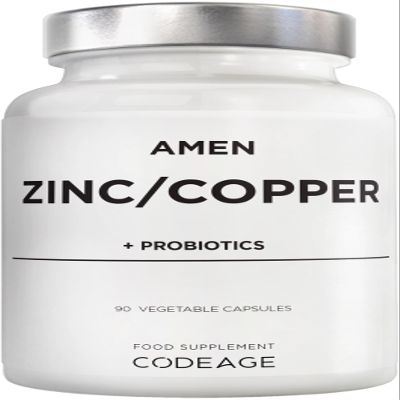 Zinc & Copper Supplement + Probiotics  3 Months Supply  One Per Day - 25 mg Zinc Picolinate Vitamin Pills - Essential Minerals Supplements  2 Billion CFUs Probiotic  Vegan, Non-GMO - 90 Capsules
