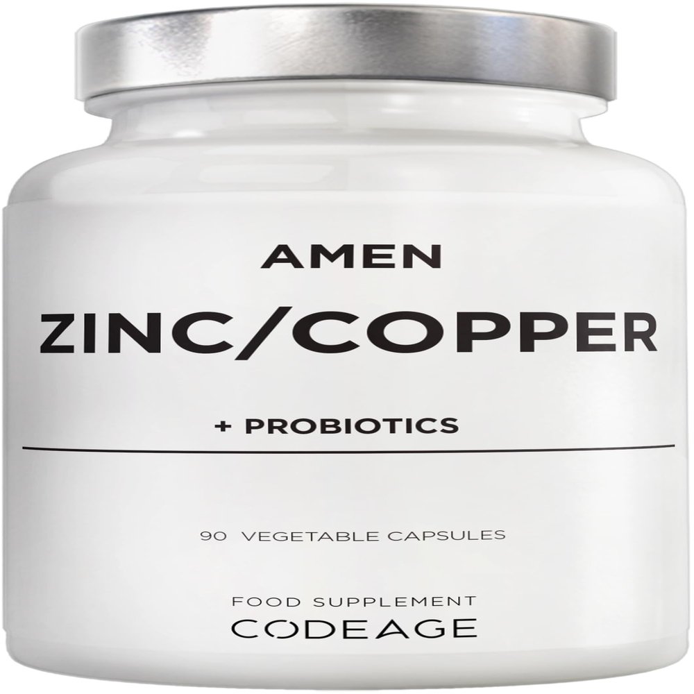 Zinc & Copper Supplement + Probiotics  3 Months Supply  One Per Day - 25 mg Zinc Picolinate Vitamin Pills - Essential Minerals Supplements  2 Billion CFUs Probiotic  Vegan, Non-GMO - 90 Capsules