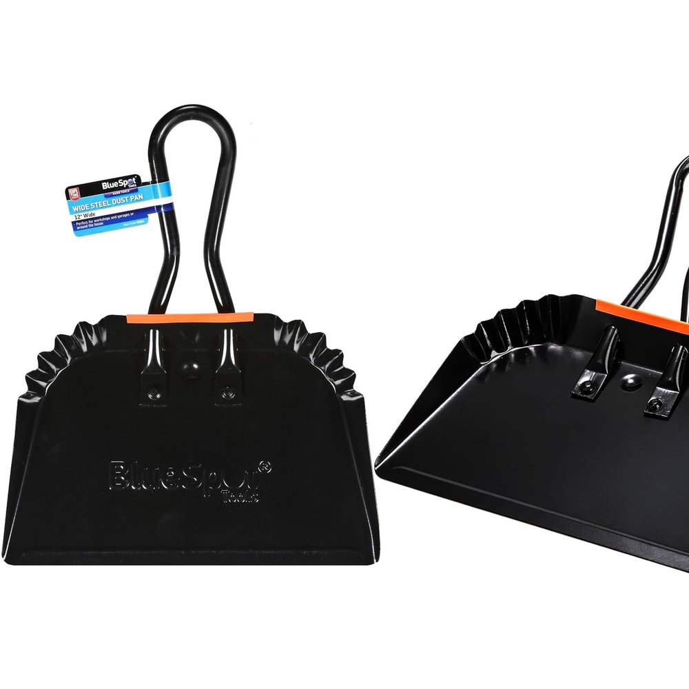 BlueSpot 12 Inch Wide Steel Dust Pan Workshops Garages Home Industrial Garden Cleaning DIY Heavy Gauge UK FREE P&P