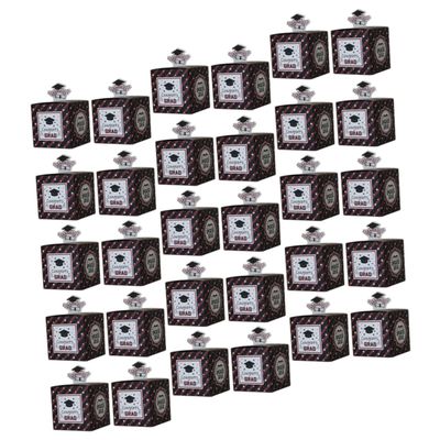 Ciieeo 50pcs Graduation Candy Box Square Bachelor Hat Paper Graduation Party Favor Box for Sweets Party