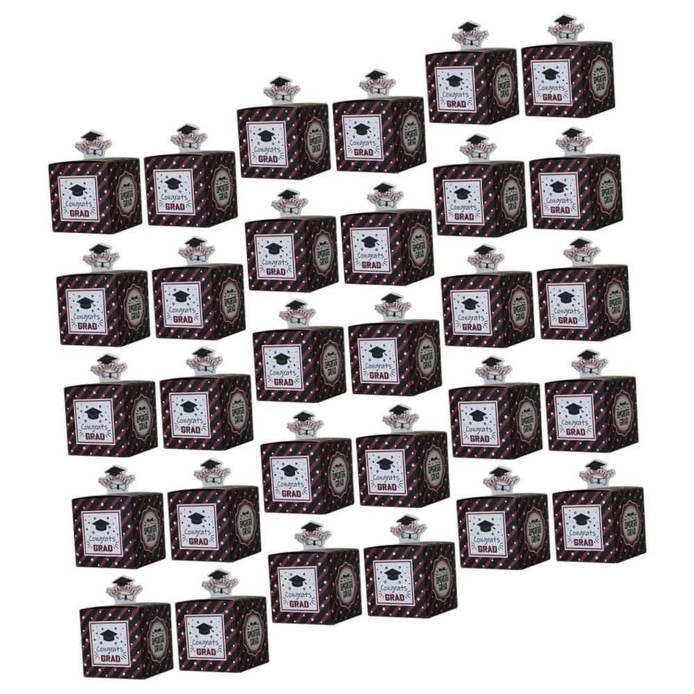 Ciieeo 50pcs Graduation Candy Box Square Bachelor Hat Paper Graduation Party Favor Box for Sweets Party