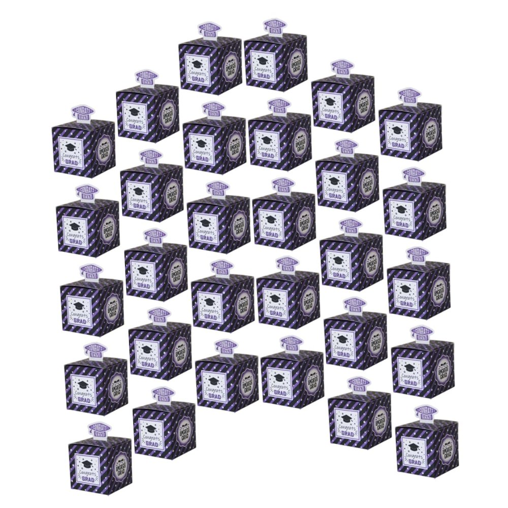 Ciieeo 50pcs Graduation Candy Box Square Paper Box for Graduation Party Favors Candy Case for Party Decor Favor