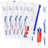 Disposable Toothbrushes with Toothpaste Individually Wrapped,Travel Kit with Plastic Zip Bag,Toothbrush Head Cover, Floss Pick,25gram Toothpaste,Bulk Toothbrush for Homeless,Travel,Hotel(Pack of 15) view 1