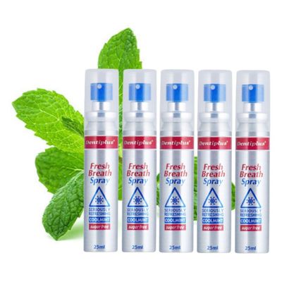 5 x Fresh Breath Spray Cool Mint Flavour Antibacterial Mouth Spray 25ml
