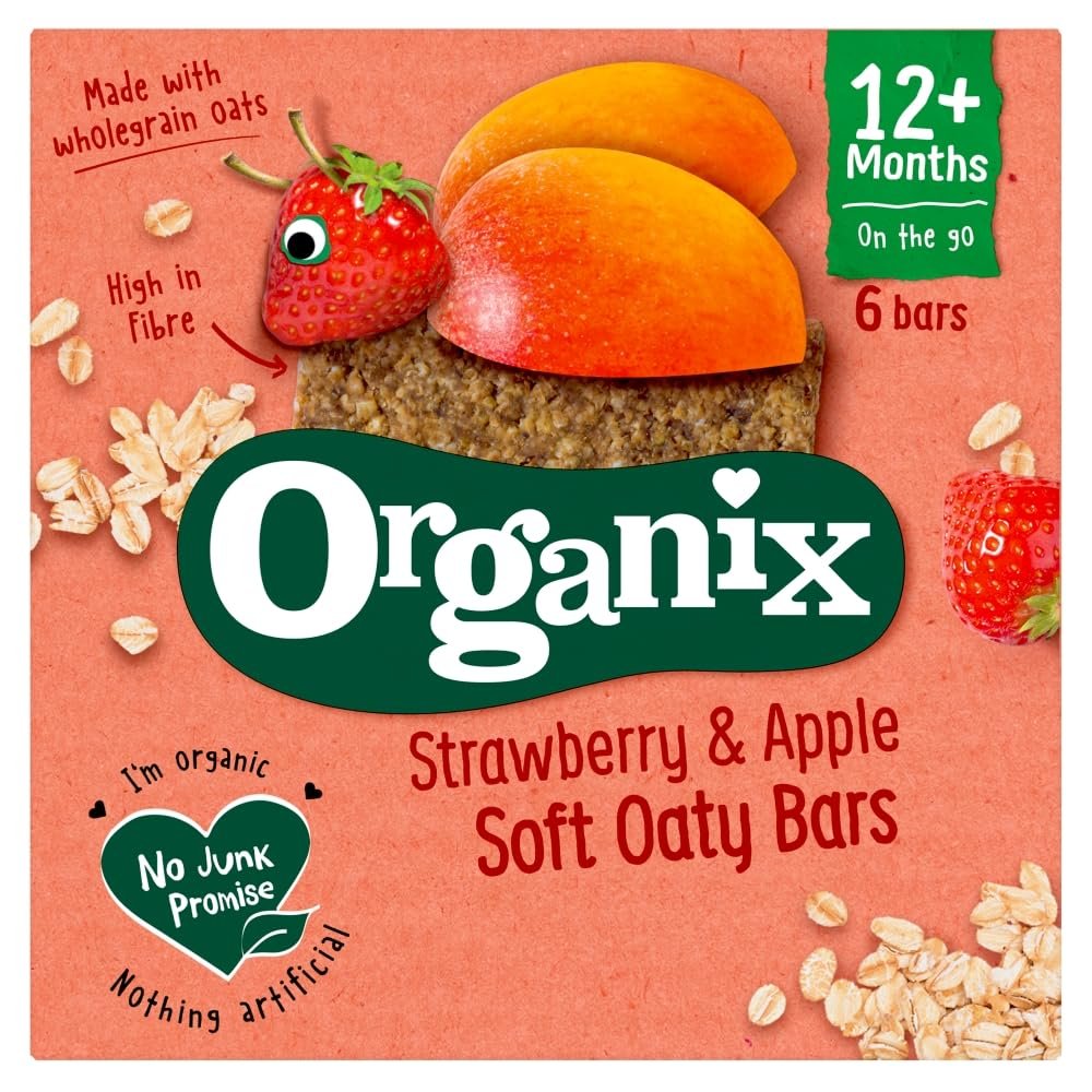 Organix Strawberry & Apple Soft Oaty Bars, 12+ Months, 6 x 23g