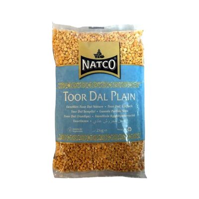 Natco Toor Dal Plain 2Kg Split Pigeon Peas for Authentic Indian Cuisine - Tasty and Healthy Cooking (Pack of 1)