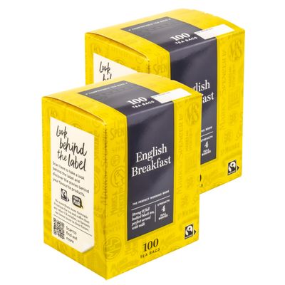 200 Traditional English Breakfast Teabags, Full Bodied Morning Brew, Strength 4, (2 x 100pk)