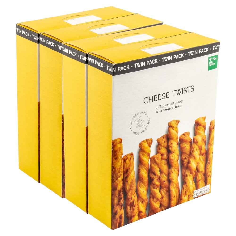 All Butter Puff Pastry Cheese Twists/Straws with Gruyre Cheese, Made in France, 500g (4 x 125g)