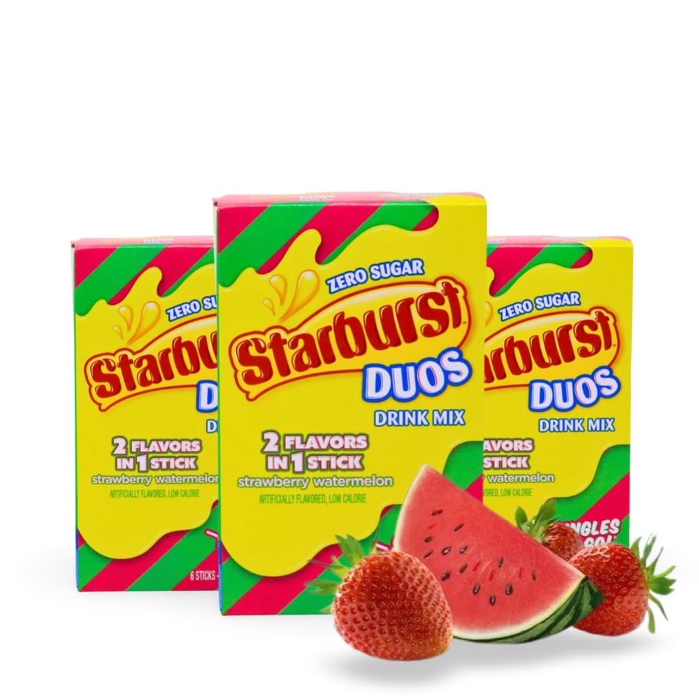 Starburst Duos Drink Mix, Strawberry Watermelon, Zero Sugar, Singles to Go, 6 Sticks