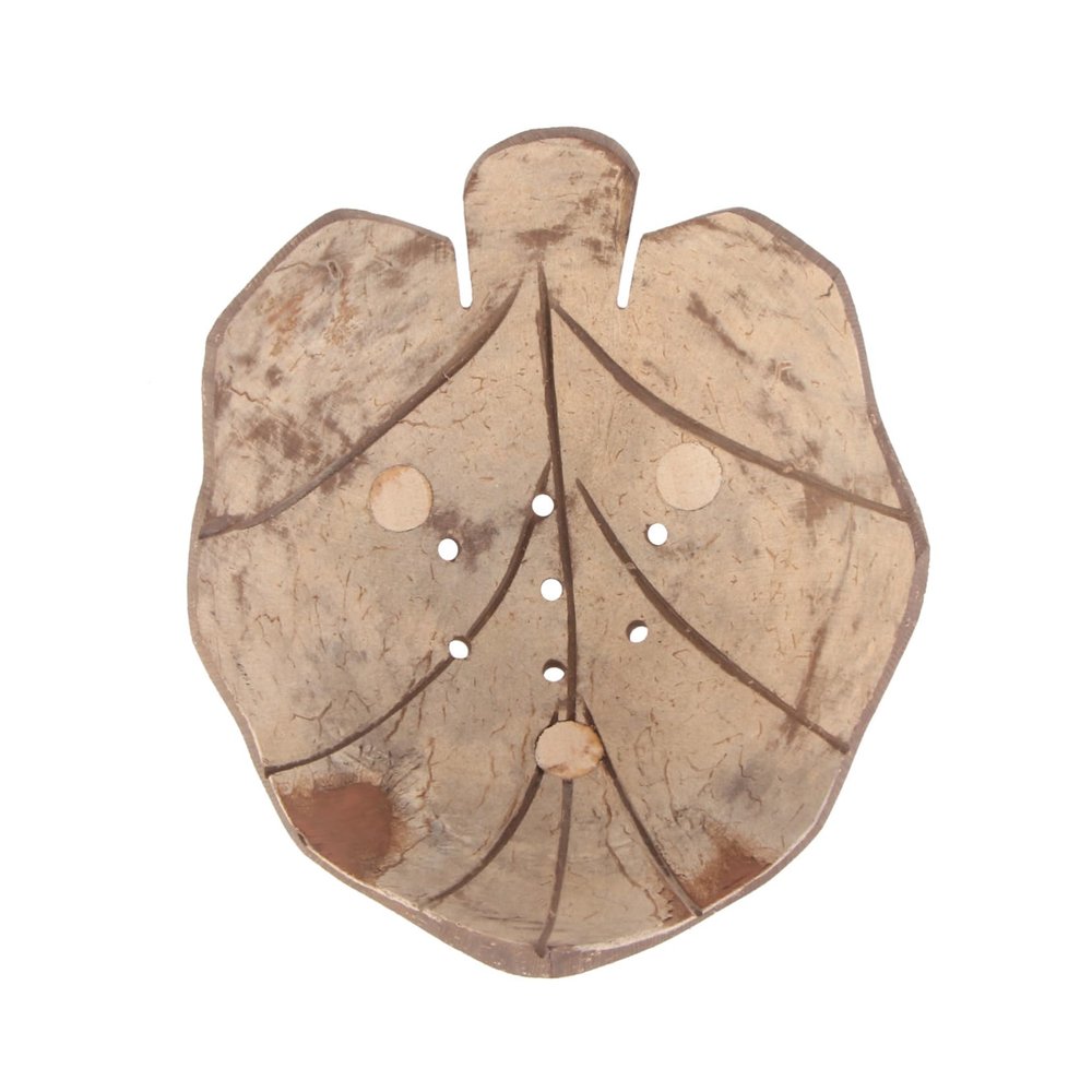 PRETYZOOM 1pc Maple Leaf Wooden Coconut Shell Soap Holder Self Draining Soap Dish