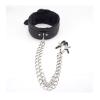 Breast Nipple Clamps Leather Collar Choker Necklace, Adjustable Non Piercing Nipple Jewelry,Nipple Clamps for Sex Pleasure Nipple Clips with Metal Chain (Black+Red) view 2