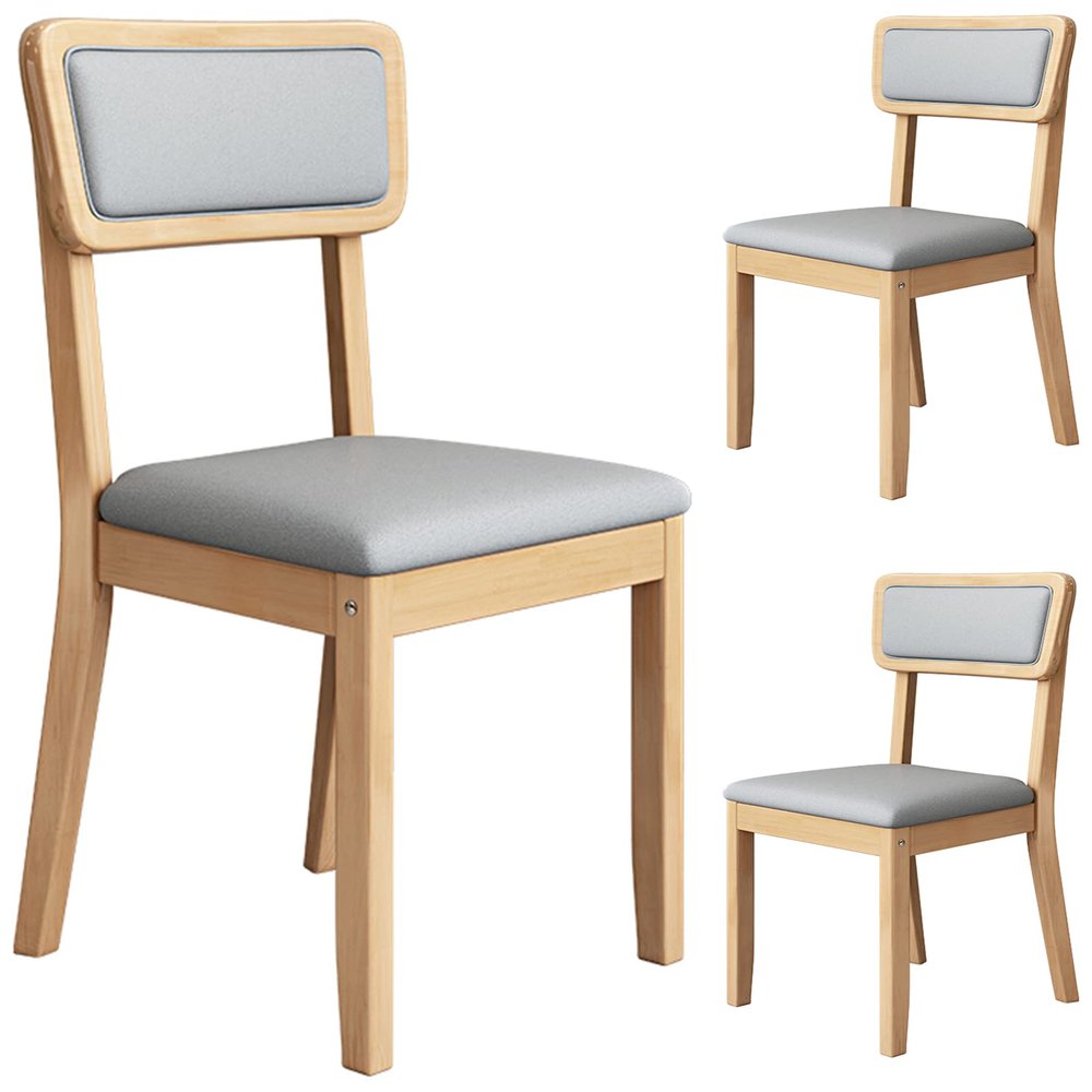 Solid Wood Dining Chair Modern Kitchen Island Furniture Stool 2 Pcs Set, Backrest Scientific Cloth Cushion, Sitting Height 42 cm