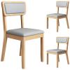 Solid Wood Dining Chair Modern Kitchen Island Furniture Stool 2 Pcs Set, Backrest Scientific Cloth Cushion, Sitting Height 42 cm view 1