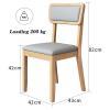 Solid Wood Dining Chair Modern Kitchen Island Furniture Stool 2 Pcs Set, Backrest Scientific Cloth Cushion, Sitting Height 42 cm view 3