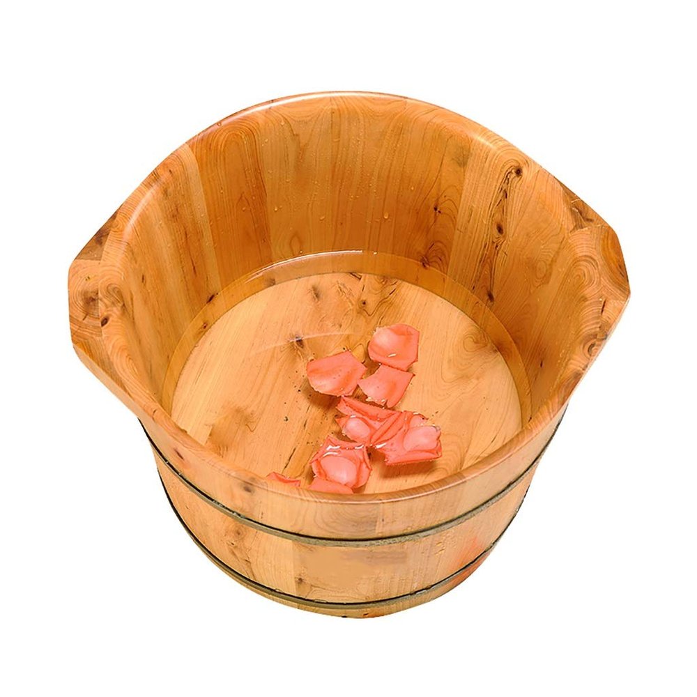 GttuiT Foot Tub, Foot Basin Tub Bucket, Massage, Spa, Sauna, Soak,foot Bath Wooden Bucket Foot Spa Household Wash Basin Present vision