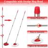 Fazlynyi Spin Mop Replacement Handle and Mop Base Replacements for O Cedar EasyWring 1-Tank Spin Mop System,4-Section Iron Mop Handle 30-58in and 1 Mop Base and 1 Scrub Brush Cover Set Combo, Red view 3