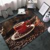 Flannel Carpet Coffee Cup and Coffee Beans Picture 60 x 39 in Non-Slip, Durable Suitable for Living Room and Office Bedroom view 4