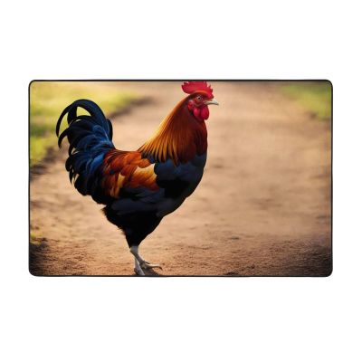 Flannel Carpet Chicken Rooster Picture 60 x 39 in Non-Slip, Durable Suitable for Living Room and Office Bedroom