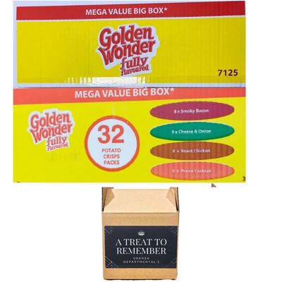 Golden Wonder Fully Flavoured 32 Potato Crisps Packs Mega value big box 32x25g