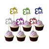 10 Eid Mubarak Cupcake Toppers, Coloured Glitter Eid Cupcake Toppers, Eid Cake Toppers, Eid Cupcake Charms, Eid Cake Decorations UK. view 1