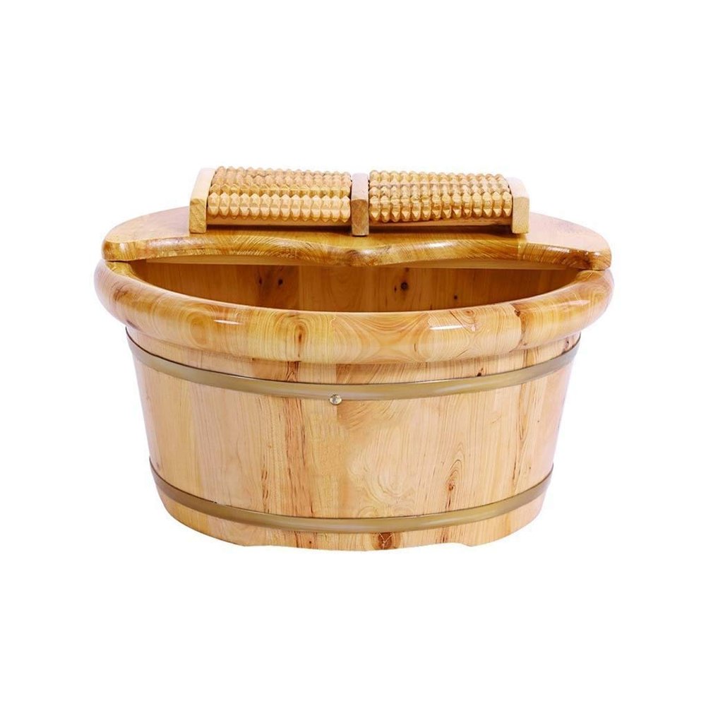 Foot Soaker Tub,Wooden Foot Soak Tub Wooden Foot Basin,Solid Wood Foot Tub, Pedicure Bowl Spa Massage Pedicure Barrels Household Foot Bath Barrel charitable