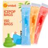 150 Disposable Ice Popsicle Mold Bags (8x2") for DIY Natural Fruit Snacks, Juice & Smoothies, Ice Pops Molds | BPA-Free, Zip Seals, Funnel Included view 1