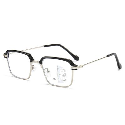 Becool fish Progressive Multifocus Reading Glasses for Men,Trendy Large Frame Blue Light Blocking Readers, Anti Glare Glasses (Color : Silver, Size : 1.5x)