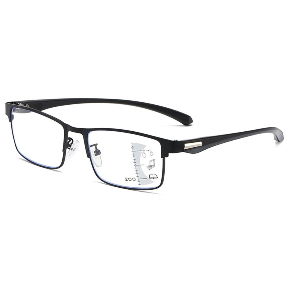 Becool fish Progressive Multifocus Reading Glasses for Men, Blue Light Blocking Computer Readers, Anti Eyestrain Glasses (Color : Black, Size : 3.0x)