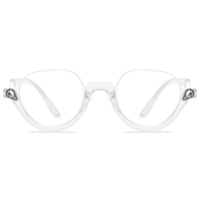 ABETOS Half Frame Reading Glasses Men Women Large Retro Clear Half Rim Eyeglasses Spring Hinge Fashion Readers 1.0 1.5 2.0 2.5 3.0, Transparent 1.0