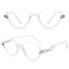 ABETOS Half Frame Reading Glasses Men Women Large Retro Clear Half Rim Eyeglasses Spring Hinge Fashion Readers 1.0 1.5 2.0 2.5 3.0, Transparent 1.0 view 4
