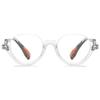 ABETOS Half Frame Reading Glasses Men Women Large Retro Clear Half Rim Eyeglasses Spring Hinge Fashion Readers 1.0 1.5 2.0 2.5 3.0, Transparent&Flowers 3.0 view 1