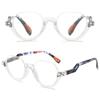 ABETOS Half Frame Reading Glasses Men Women Large Retro Clear Half Rim Eyeglasses Spring Hinge Fashion Readers 1.0 1.5 2.0 2.5 3.0, Transparent&Flowers 3.0 view 4