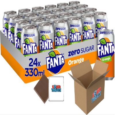 Fanta Selection 330ml-500ml Cans Bottles 5 Assorted Flavours Natural Fruit Flavor Convenient Bulk For Family Perfect For Parties Boxed Treatz (24x330ml, Fanta Zero Orange Cans)
