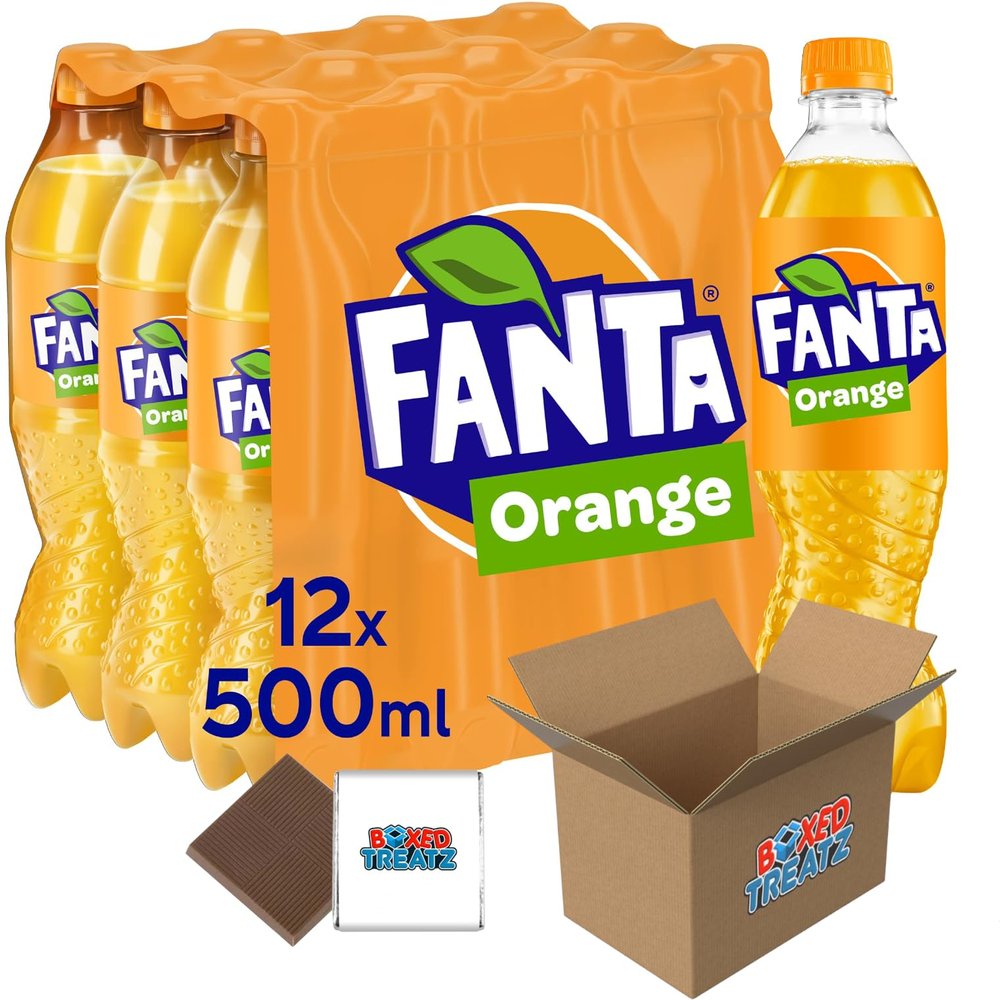 Fanta Selection 12x500ml Fanta Orange Bottles Convenient Bulk For School, Business Or Parties Boxed Treatz