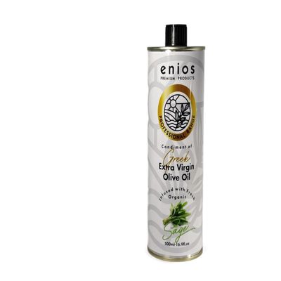 Enios Sage Infused Greek Extra Virgin Olive Oil 500ml. 100% Natural. No flavourings. No preservatives. No essential oils. No chemicals. No floating 'bits'. Absolutely nothing artificial!