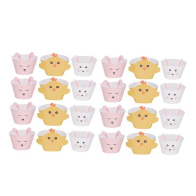ibasenice 24pcs Easter Bunny Cupcake Wrappers Animal Cake Decorations Farm Animals Party Decor