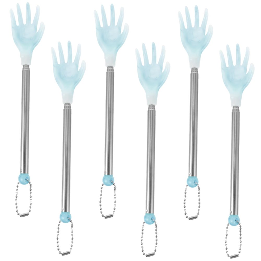 minkissy 6pcs Extendable Tickle Stick Heavy Duty Back Scratcher for Boys and Girls Adults Scratching Stick Livestock Scratchers Portable Back