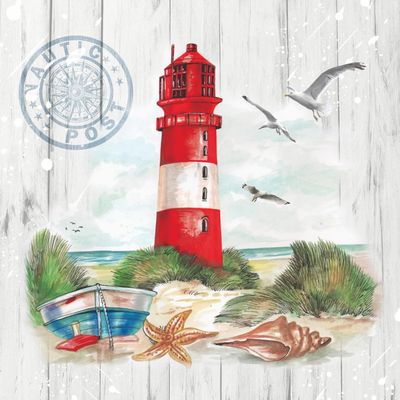 20 Ambiente Paper Napkins Lighthouse Vintage Table Decoration with Motif Also for Party or Decoupage 25 x 25 cm