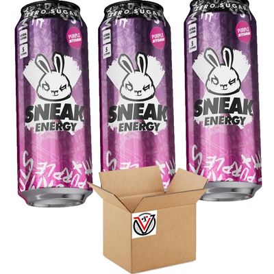 Sneak-Energy Tropikilla, Purple Storm, Blizzard Lemonade, Raspberry Lemonade Can 500ml - Zero Sugar and No Artificial Colours or Flavours (03 Cans, Purple Storm)