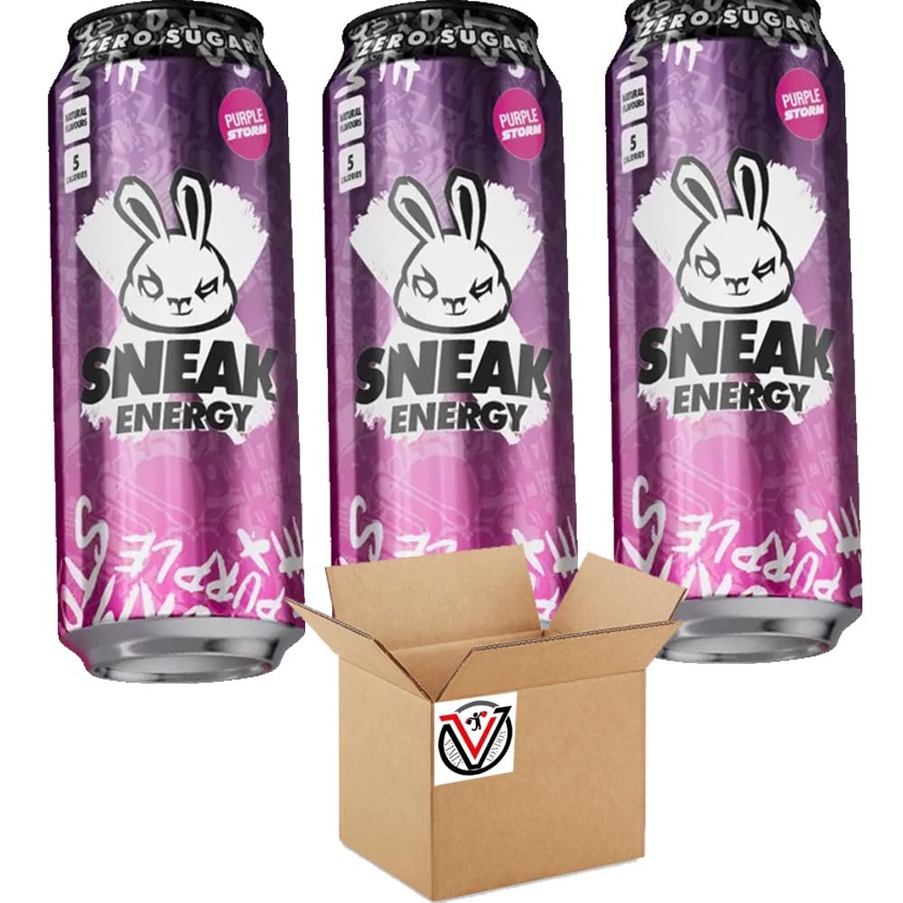 Sneak-Energy Tropikilla, Purple Storm, Blizzard Lemonade, Raspberry Lemonade Can 500ml - Zero Sugar and No Artificial Colours or Flavours (03 Cans, Purple Storm)