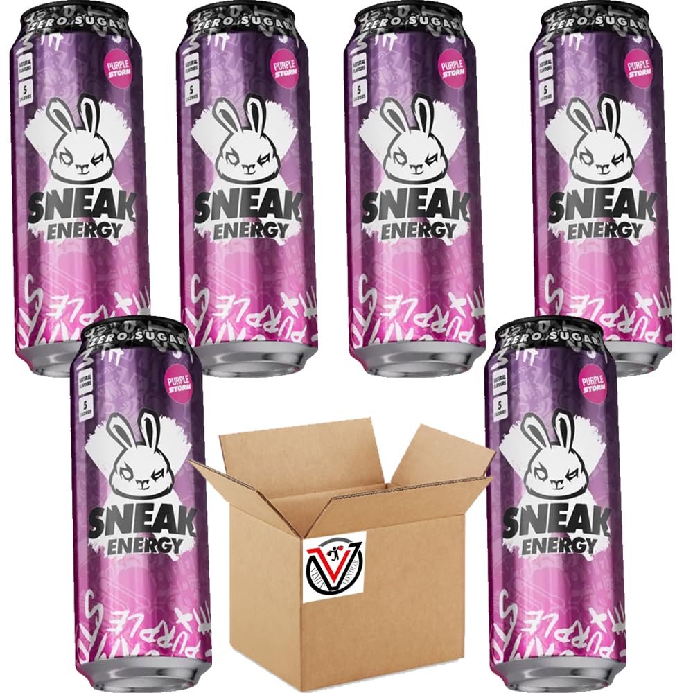 Sneak-Energy Tropikilla, Purple Storm, Blizzard Lemonade, Raspberry Lemonade Can 500ml - Zero Sugar and No Artificial Colours or Flavours (06 Cans, Purple Storm)