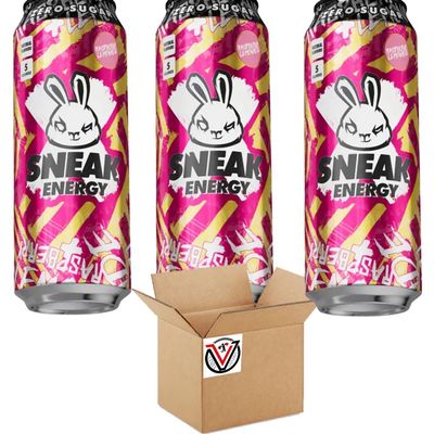 FreshCart Basics Sneak-Energy Tropikilla, Purple Storm, Blizzard Lemonade, Raspberry Lemonade Can 500ml - Zero Sugar and No Artificial Colours or Flavours (03 Cans, Raspberry Lemonade)