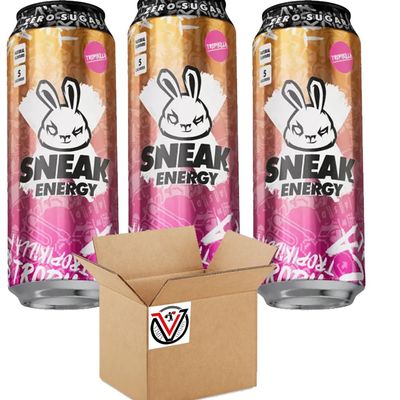Sneak-Energy Tropikilla, Purple Storm, Blizzard Lemonade, Raspberry Lemonade Can 500ml - Zero Sugar and No Artificial Colours or Flavours (03 Cans, Tropikilla)