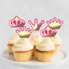 Ercadio 24 Pack Princess Crown Cupcake Toppers Glitter Baby Shower Crown Cupcake Picks Wedding Girls Birthday Party Cake Decorations Supplies Crown Pink view 3