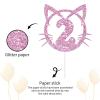 YHEZXUN Cat 2 Cake Topper, 2nd Birthday Cake Decoration, Pet Cat Kitty Theme Two Years Old Cake Topper Pink Glitter Cute Party Supplies view 3