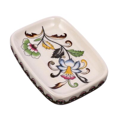 Zerodeko Creative Ceramic Soap Dish Tray with Drainage for Bathroom and Kitchen Elegant Design Space-saving Holder for Sponges and Items Multi-purpose Use