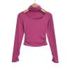Half turtleneck hollow fleece long-sleeved bottoming shirt for women in autumn and winter with slimming top-Purple-M view 1