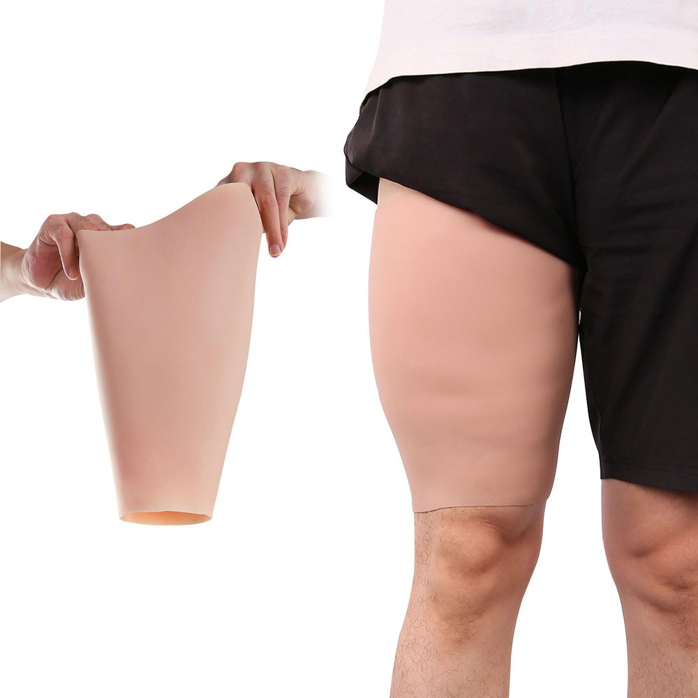 CRODRES Realistic Silicone lap Pads Leg Enhancement Calf Corrector Wearable Fake Calf for Crooked Or Thin Legs,Skin Tone,Left leg