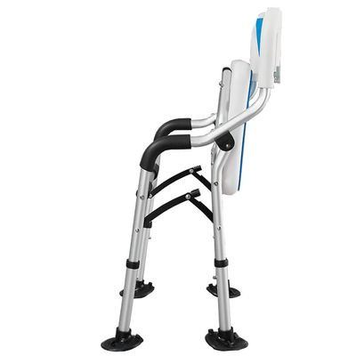 Portable Foldable Bedside Chair Shower Seat Shower Chair 4-Level Height Adjustable Shower Stools Shower Chair for Elderly Shower for Bedside Bathroom A