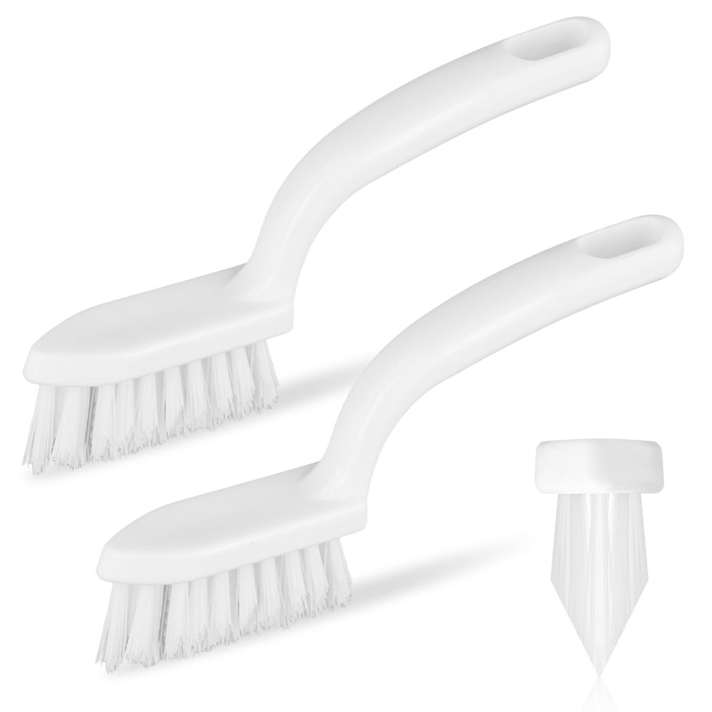 2pcs Grout Cleaner Brush for Tile Floors, V-Shaped Handheld Stiff Thin Cleaning Brush with Hard Bristles, Detail Scrubbing Brush for Shower Tile, Door Groove Gap, Bathroom, Kitchen, Small Spaces